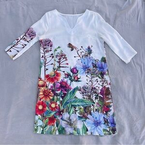 Floral Print Dress with 3/4 Sleeves